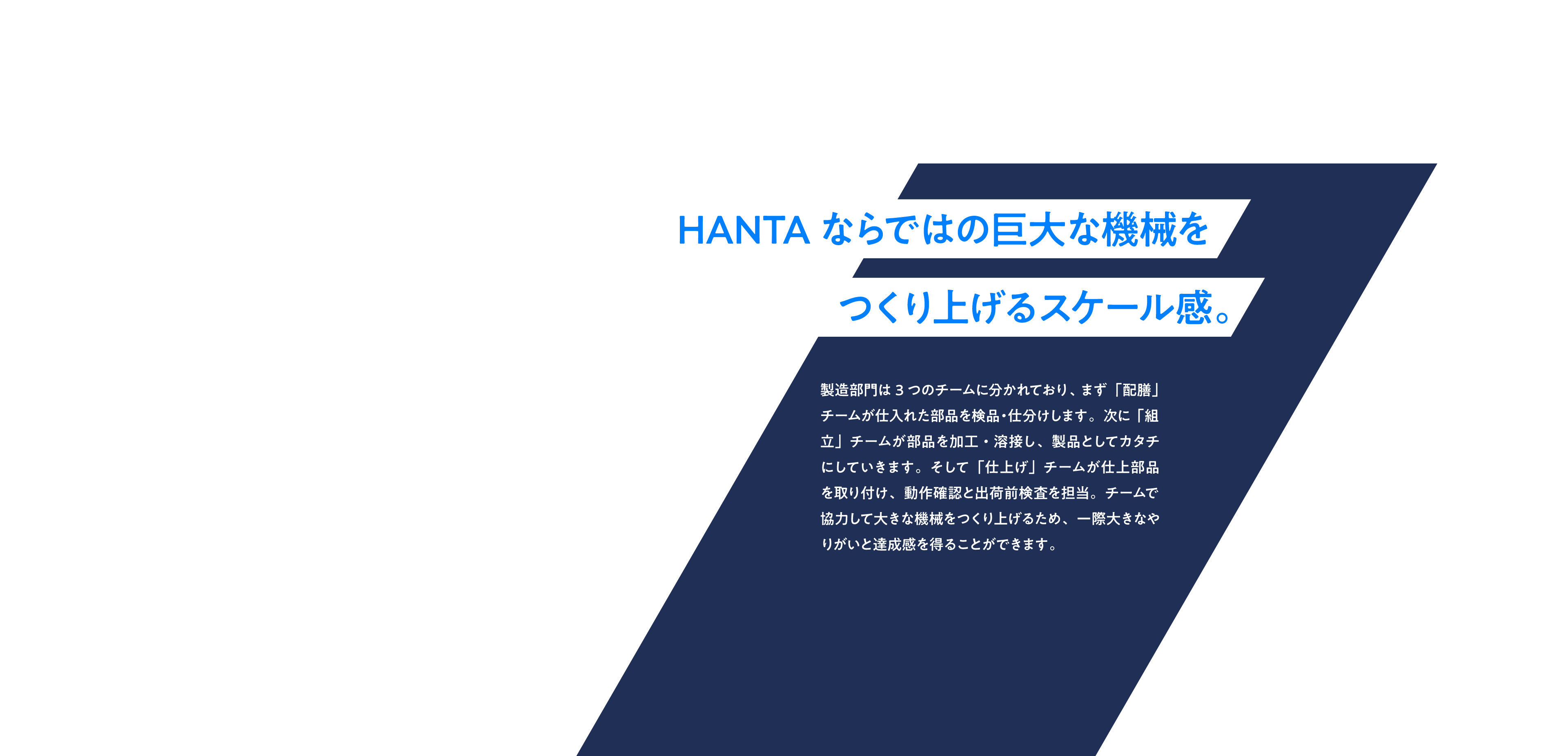 HANTA ならではの巨大な機械をつくり上げるスケール感。