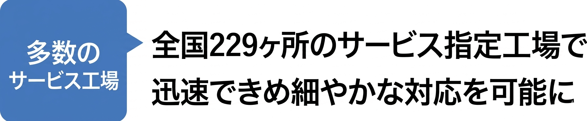 多数のサービス工場:全国190か所のサービス指定工場で迅速で決めやかな対応を可能に